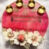 Red & Gold Resin Pooja Thali